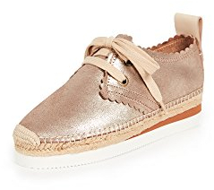 SEE BY Chloé Sb30222 Stoffpantoletten/Espandrillos Damen Gold - 36 - Leinen-Pantoletten Mit Gefloch Shoes