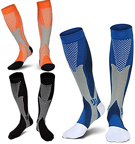 3 Paar Kompressions-Thrombose-Stütz-Strümpfe Damen und Herren Compression Socks für Sport Flug Laufen Reisen Verbesserung der Durchblutung
