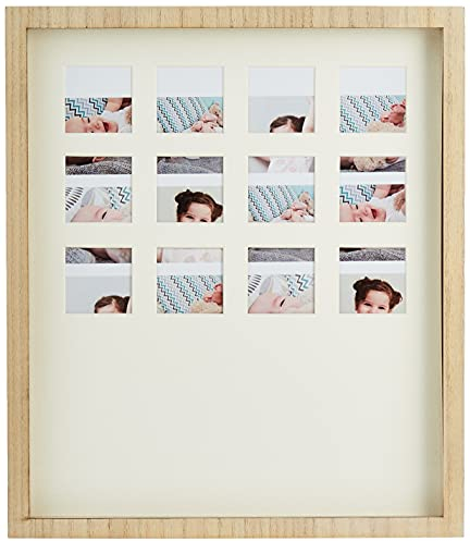 Baby Art My Very First Year Portafoto Primo Anno, 12 Fotografie, Kit Impronta Calco Mano O Piede, Decorazione Cameretta, Regalo Nascita, Wooden