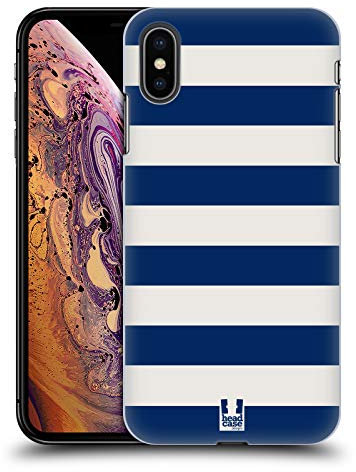 Head Case Designs Blau Und Weiss Streifen Kollektion Harte Rueckseiten Handyhülle Hülle Huelle kompatibel mit Apple iPhone XS Max