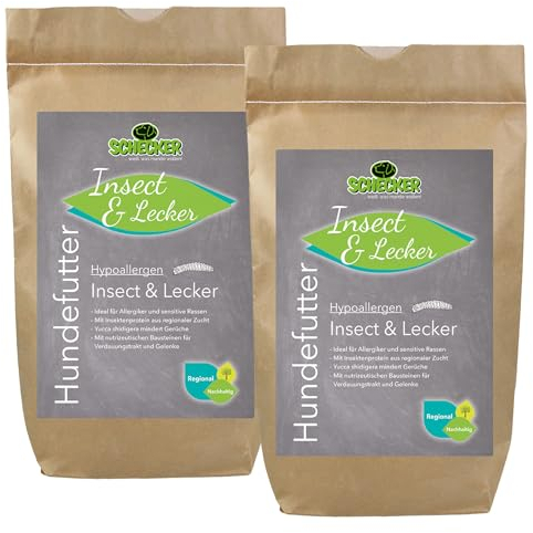 Schecker Trockenfutter für Hunde - hpoallergen Insect & Lecker - vollwertig - alternativ - mit Insektenprotein - 24 kg