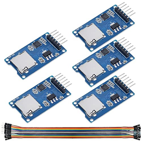 Youmile 5PACK Micro-SD-Speicherkarte Micro-SD-Kartenmodul Micro-SD-Speichererweiterungskarte 6-polig mit SPI-Schnittstelle Micro-SD-TF-Karten-Speicherschutzmodul Für Arduino Raspberry Pi Dupont Wire