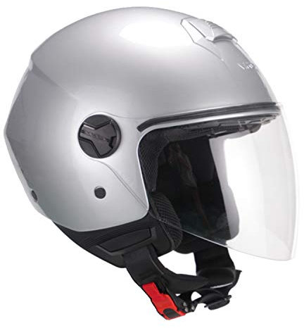 CGM Casco demi jet visiera lunga, 107A FLORENCE MONO, Argento, L (59cm)