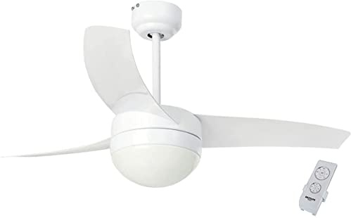 Bastilipo - Cancún Blanco - Ventilador de techo blanco de 106 cm con mando, apto para exterior, IP54