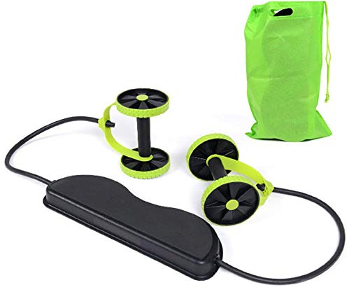 Bauchmuskel-Rad mit Matte, Bauchtrainer, Arm, Taille, Bein-Übung, multifunktional, Heimtraining, Fitnessgerät, grün