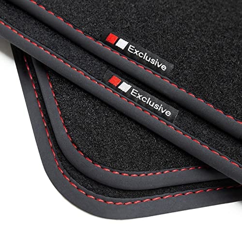 teileplus24 EF152 Fußmatten Gummimatten Exclusive-line Design kompatibel mit VW T5, T6 und T6.1 2003-07/2024, Naht:Rot