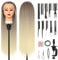 Trainingsköpfe, 28 inch Übungskopf Frisierkopf Friseur 100% Synthetikfaser-Haar Styling Kopf Frisierkopf für Frisöre mit kostenloser Klemme und DIY Flechtset(Golden)