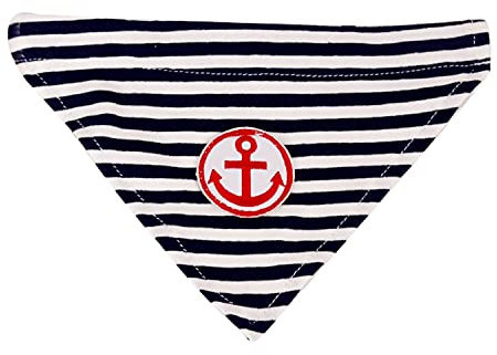 MEGA NOCKO Bandana Halstuch für Hunde und Katzen, gestreift Segeln Anker stabiles Hundehalsband Nylonhalsband waschbar mit Verstellbarer Halsgröße Pet Katzenhalsband in rot oder blau