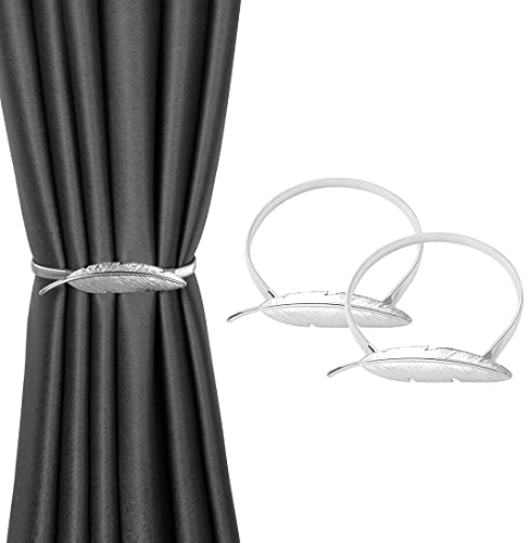 INHDBOX Vorhang Raffhalter Legierung Elastizität Gardinen Schlaufen Vorhang Clips Seil Rückwärtige Vorhang Halter Schnallen Vorhang Binder Gardinenhalter für Haus Dekoration Cafe Büro 2 Stück