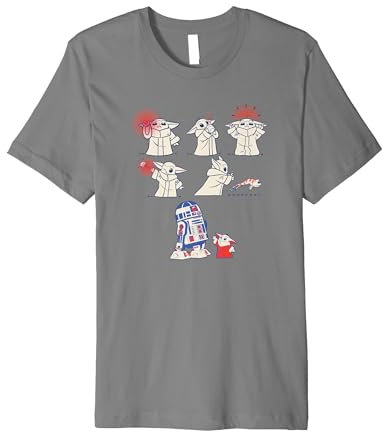 Star Wars: The Mandalorian Grogu And R2-D2 Americana Poster Premium T-Shirt