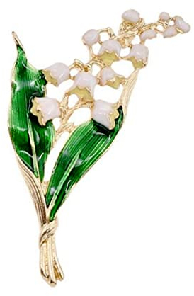 Broche bijou fleur imitation brin de muguet en acier.