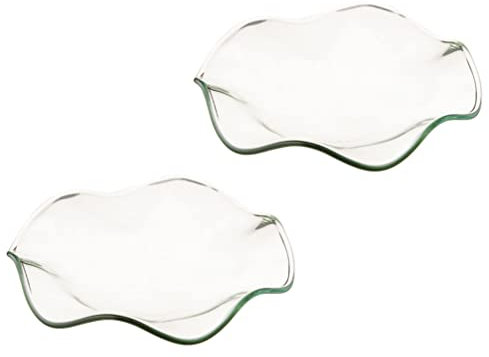 DOITOOL 2Pcs Replacement Flounces Oil Warmer Dish Wax Warmer Replacement Dish, Wax Melt Warmer Liner Glass Candle Warmer Bowl Plate Tray for Melter Burner (Size S)