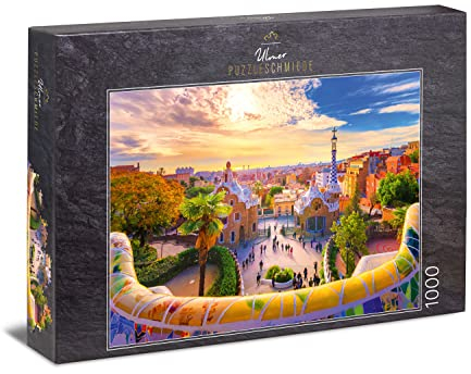 Ulmer Puzzleschmiede - Puzzle „Park Güell Barcelona“ - Klassisches 1000 Teile Puzzle - Sehenswürdigkeit von Antoni Gaudi in Barcelona, Spanien - Premium-Puzzle Qualität Made in Germany