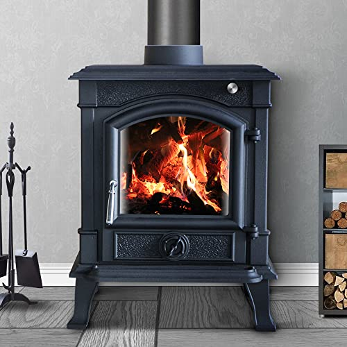 NRG 8KW Black Cast Iron Wood Burning Stove Defra Eco Design High Efficiency Indoor Use