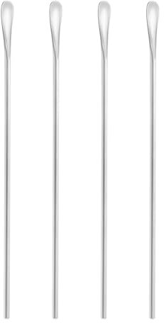 10 Inch/25.8cm Coffee Stirrers Spoon,Silver Stainless Steel 304# Coffee Stir Sticks,Round Solid Long Handle Cocktail Beverage Iced Tea Stirring Stick,Drink Mixing Spoon,Set of 4