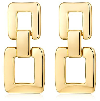 MUYAN Gold Geometrische Vintage Tropfen Ohrstecker Ohrringe für Frauen Polieren Link Square Dangle Stud Earrings Trendy Jewelry Gifts