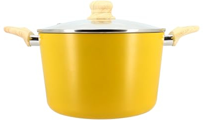 MENASTYL - Faitout 24cm Colorama safran - En Aluminium - Revêtement antiadhésif en céramique - Tous feux dont induction