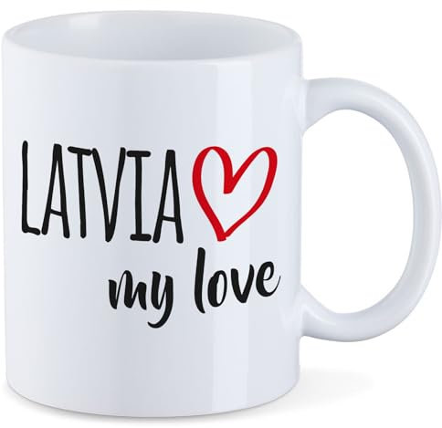 Huuraa Tasse Latvia my love Geschenk 330ml Weiß Latvia Präsent