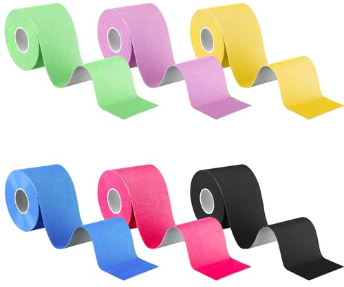 6 Rollen Kinesiotapes Kinesiologie Tape 5cm x5m Kinesiotapes vorgeschnitten Cotton Elastic Athletic Tape wasserfestes elastisches Kinesiotape Muskelstraffende Bänder