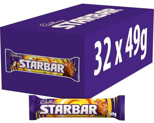 Cadbury Starbar Milk Chocolate Bars, Caramel & Peanut, 49 g (Pack of 32) | Delicious Combination of Chewy Caramel & Crunchy Peanut, For Sharing, Indulgent Treat for Chocolate Lovers