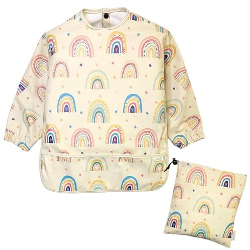 Lautoki® | Lätzchen mit ärmeln + Wasserdichte tasche | 12–36 Monate | BPA Frei | Lätzchen mit auffangschale | Kängurutasche und elastische Bündchen | Baby Led Weaning | Baby Lätzchen