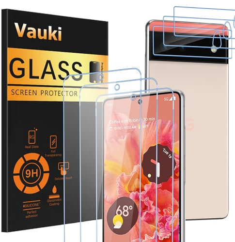Vauki Lot de 3 Verre Trempé pour Google Pixel 6 5G avec Caméra Protection écran 3 Pièce,HD Film Protecteur d'écran,9H Dureté,Anti-Rayures,Sans Bulles,Ultra Transparent Vitre pour Google Pixel 6 5G