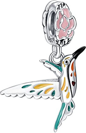 Rimgoris 925 Sterling Silver Charm for women bracelets necklace Hummingbird Dangle Charms Women Girl Bracelet Charm Gift
