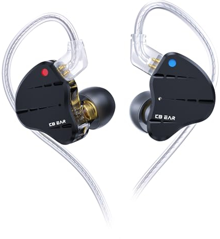 Yinyoo KBEAR KS10 In Ear Monitor,1DD And 4BA Earbuds IEM Wired Earphones 3.5mm,10MM Composite Carbon Nanotube,Lightweight in ear Headphones with Electronic Crossover System for Musicians and Gaming