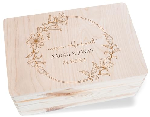 Holzkiste - Unsere Hochzeit Erinnerungsbox | Box Hochzeit | Hochzeitgeschenk Box - 30 x 20 x 14 - Holz - geschenke für brautpaar hochzeitskartenbox brautpaar wedding erinnerungskiste
