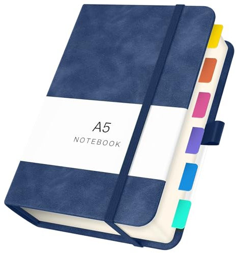 Yarotm Quaderno Pagine Bianche A5-1 Pezzi Taccuino Pelle PU Blu Scuro - 14x21cm Block Notes A5-100g/m² Carta Quaderno Fogli Bianchi - 180 Fogli Notebook A5 Diario Taccuino Appunti