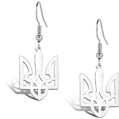 SIPURIS - Ukraine-Ohrring, ukrainischer Dreizack-Ohrring für Männer und Frauen, Ukraine-Flagge, Symbol, ukrainisches Nationalemblem, Anhänger, Edelstahl, Kein Edelstein