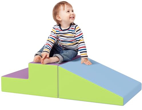 HOMCOM Set di Giochi Morbidi, 2 Pezzi per Bambini Che Si arrampicano e gattonano, Giochi in Schiuma, Attrezzature morbide per Bambini da 12 a 36 Mesi, Blu