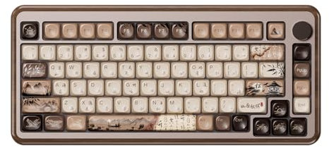 Akko MU02 Mechanical Keyboard with Walnut Wooden Case 75% RGB 2.4G Wireless/Bluetooth/Wired Hot-Swappable Gaming Keyboard with PBT Dye-Sub Keycaps for Mac & Win (Mountain Seclusion, Rosewood Switch)