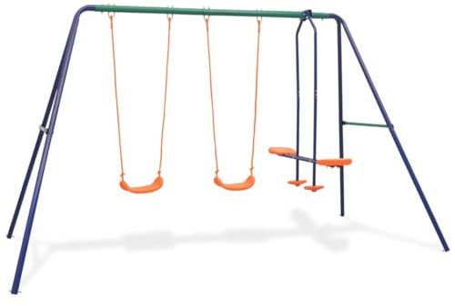 Genérico Juego de Columpios con 4 Asientos Naranja Juegos y Juguetes,Estructuras para Juegos al Aire Libre,Columpios y estructuras de Juegos Naranja 20,6 kg