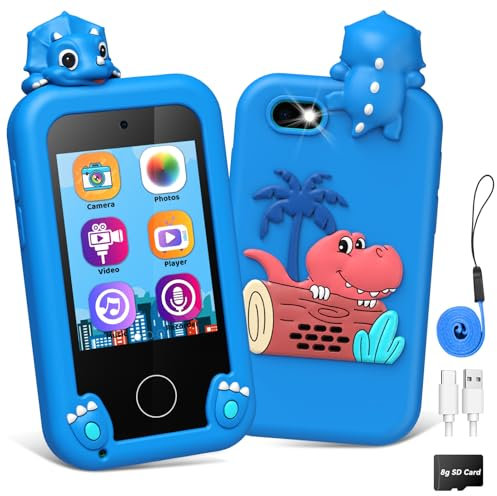 Hapikids Kids Phone, Toy for 3-12 Year Old Boy Gift for 5 6 7 8 9 Year Olds Boy Toys Age 6 7 8 Kids Smart Phone Kid Toy Age 4 5 6 7 Dinosaur Toys Blue