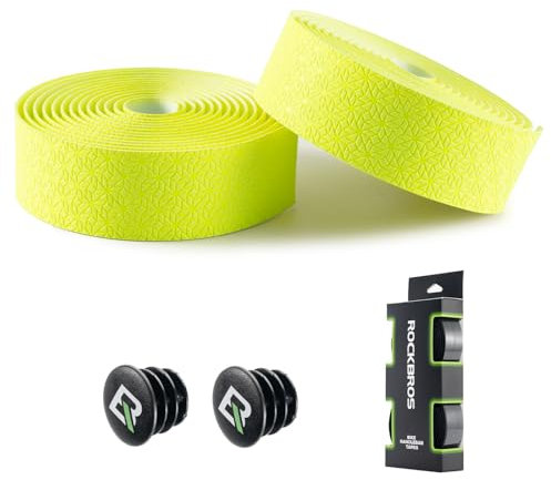 ROCKBROS Lenkerband Rennrad, 2 Rollen Rennrad Lenkerband, Super Lang 220cm und Dicke 2,5mm, Griffband Selbstklebend für MTB Gravel und Urban Cycling, Gelb