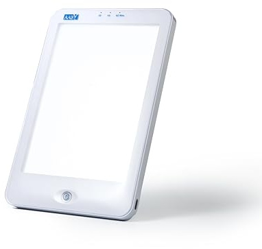 AABY WL21 Daylight Lamp LED Light Therapy Lamp UV Free Flicker Free 10000 Lux LED White Bright Light 3-Step Brightness Timer Indicator Touch Control Compact and Portable Mood Up-Lifter