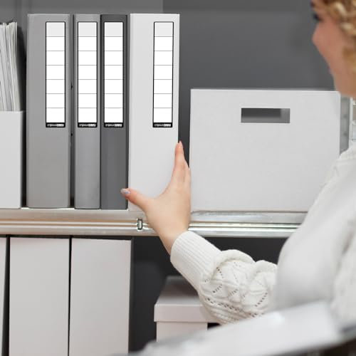 itenga 100x Ordneretiketten Ordnerrückenschild für breite und schmale Ordner I Aufkleber für Ordnerrücken selbstklebend aus Haftpapier (schwarz, für schmale Ordner 3,6 x 19cm)