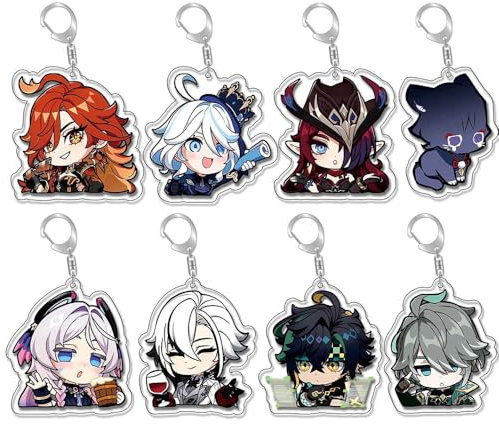 8 Pcs Gen Shin Schlüsselanhänger Game Action Figures Key Chain Kollektionen Niedliche Tasche Charms