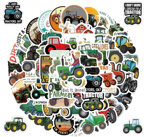 60 Stück Aufkleber Kinder,Kinder Sticker,Wasserfeste Aufkleber,Wandtattoo Gekritzel Eines Cartoon-Ackertraktors,Geeignet,Koffer,Skateboards,Notizbücher,Sammelalben,Heimwerkerarbeiten.