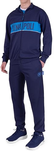 hermet SSC Napoli, Pigiama Homewear in French Terry con Zip, in Misto Cotone, Blu, con Logo del Napoli, Taglia M, Prodotto Ufficiale