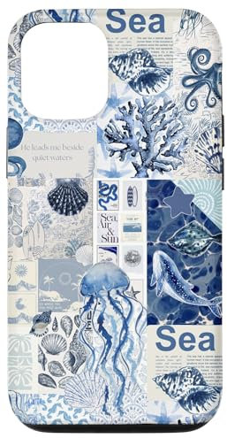 Blue Coquette Coastal Ocean Summer Beach Collage Aesthetic Case for iPhone 12/12 Pro