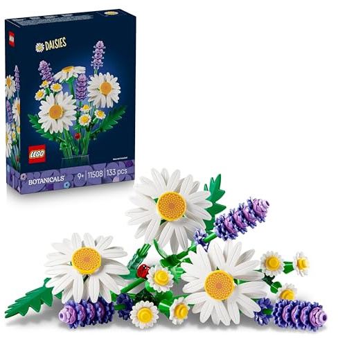 LEGO Botanicals Daisies - Artificial Flower Bouquet w/Faux Daisies & Lavender - DIY Kids' Bedroom Decor - Birthday Gift for 9+ Year Old Girls & Adult Flower Lovers - 11508