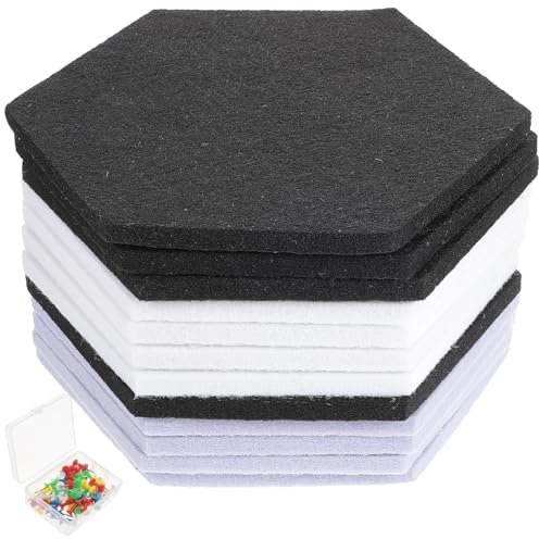 LIGIGWASH 12 Stück Sechseckige Akustikpaneele aus Filz zur Wanddekoration Schallabsorbierend und Sicher zum Atmen Echo für Home Decoration