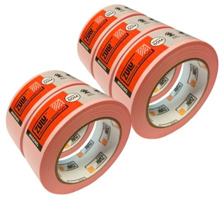 Zulu Precision Sensitive Indoor Pink Painters Masking Tape 38mm x 50m - Multi Surface Low Tack Clean Edges for All Paints - DIY, Painting, Decorating with up to 14 days Removal | (5 Pack)