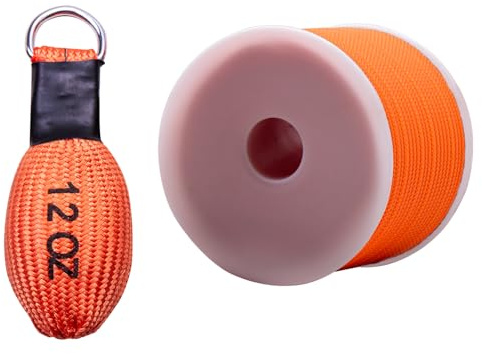 Throw Weight bag Safety Rope Kit, D-Ring Stainless Steel, Throwing Bag for Outdoor Sports Arborist Tree Rock Climbing Spelunking, Rugged Tree Climbing Gear 12OZ