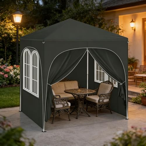 Pavillon 2x2m – Faltpavillon grau, wasserdichtes Partyzelt mit UV-Schutz, höhenverstellbar, klappbar, Oxford-Stoff, Tragetasche – Gartenpavillon für Terrasse, Camping, Flohmarkt, Events
