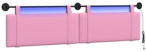 vidaXL Hängendes Kopfteil Mit LED Licht Rosa Stoff, Stylische Schlafzimmer-Deko, modernes Wandkopfteil, luxuriöser Stoffakzent, gemütliche Schlaf-Oase