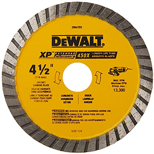 DEWALT Diamond Blade, Dry or Wet Cutting, Continuous Rim, 7/8-Inch Arbor, 4-1/2-Inch (DW4701)