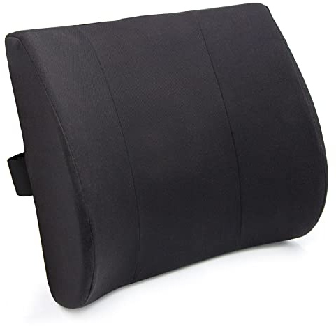 DMI Lumbar Pillow for Chair to Assist with Support with Removable Washable Cover to Ease Lower Back Pain and Discomfort while Improving Posture, 14 x 13 x 5, Contoured Foam, Premium, Black